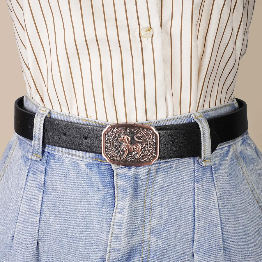 Y2K Street Style Belt - Antique Bronze Carved Buckle, Versatile Waistband for Daily Wear, Dates & Casual Outfits