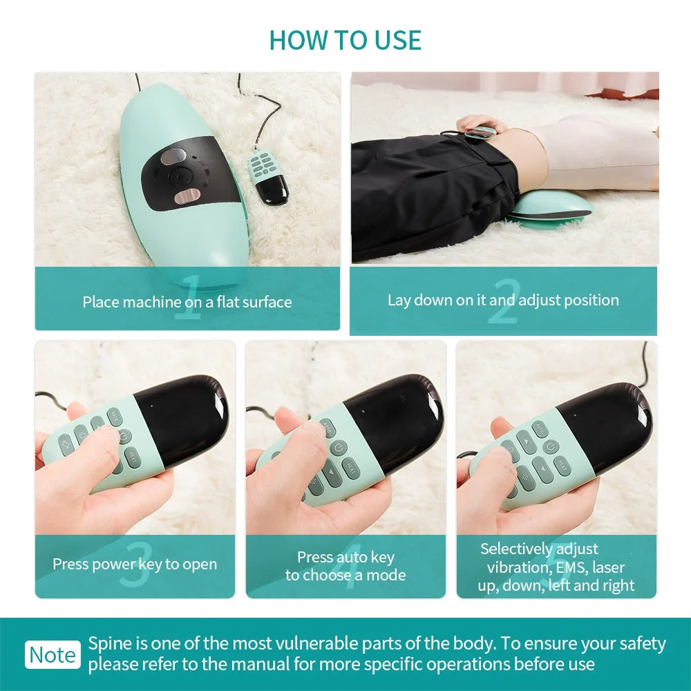Electric Waist Traction Massager Adjustable Vibration Lumbar Massager Waist Spine Support Back Massage Machine Lumbar masajeador