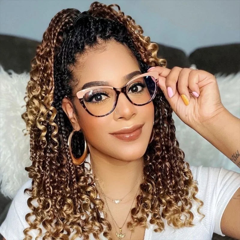 Women Photochromic Optical Glasses Men Anti Blue Light Cat Eye Eye Glasses Unisex Anti Radiation  Eyewear
