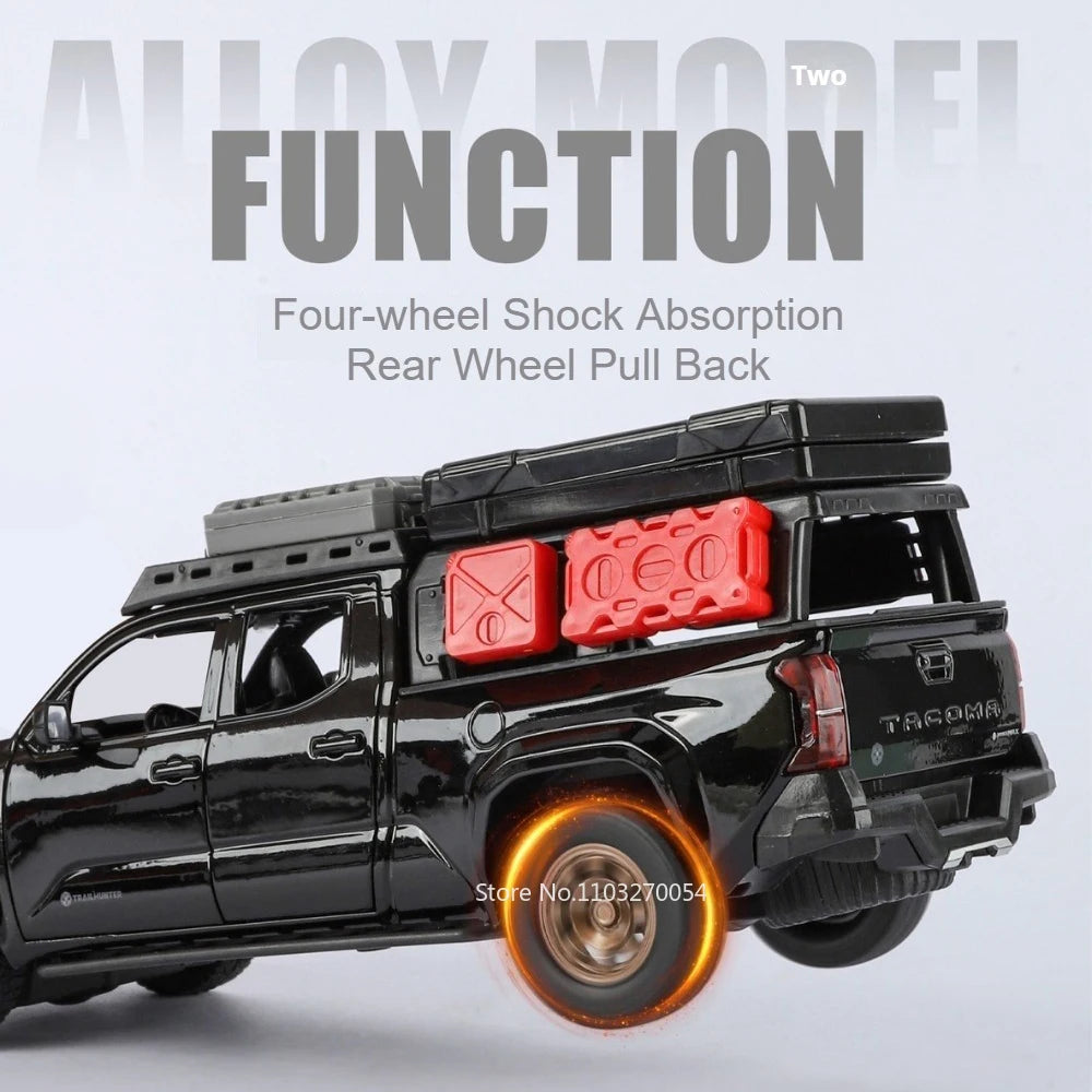 1:24 Tacoma Alloy Diecast Model Toys Cars Sound Light Pull Back Doors Opened Miniature Off-road Vehicles Decorations for Friends