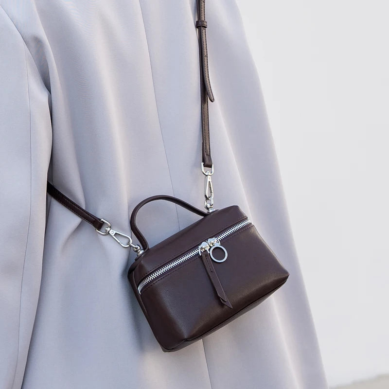 2026 New Genuine Leather Women bowling Tote Bag Soft Cowhide Leather Commute Shoulder Crossbody Bag Luxury Designer Handbags