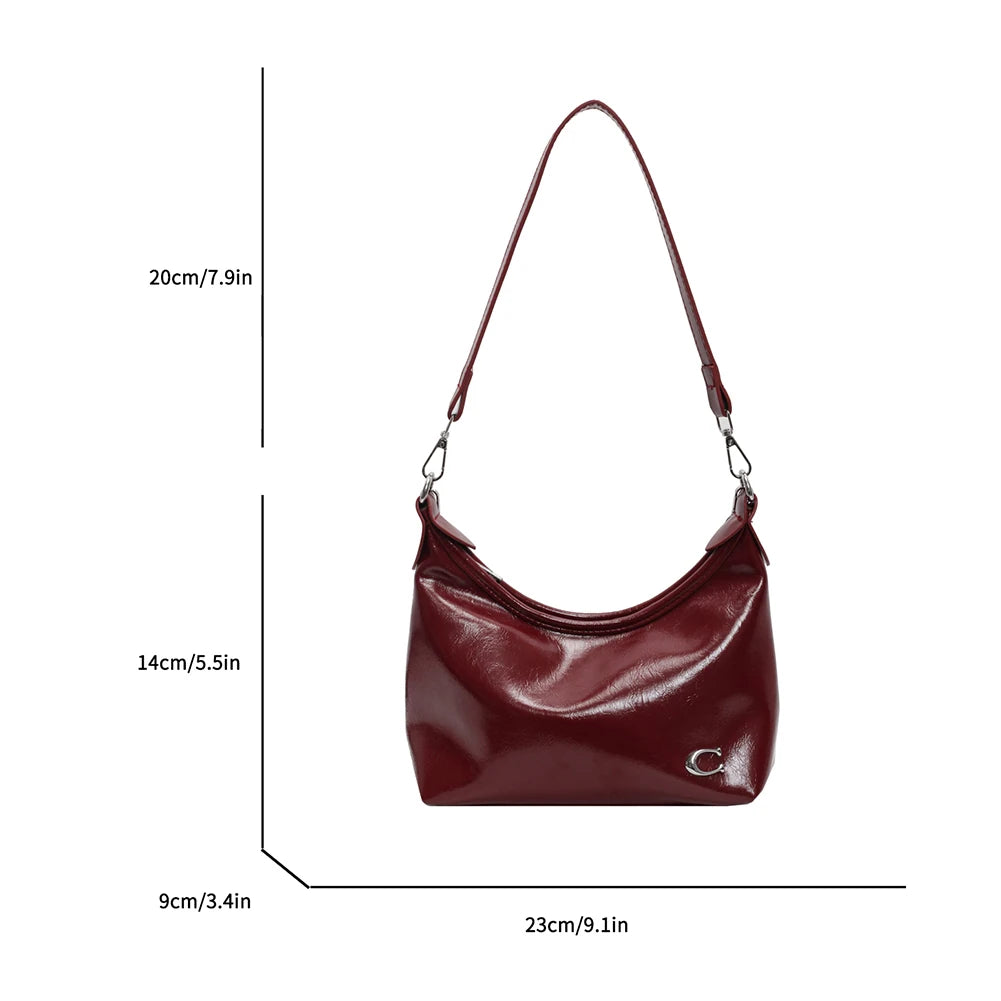 Women PU Casual Tote Handbag Chain Sling Bag Multi-Pockets Simple Satchel Bag