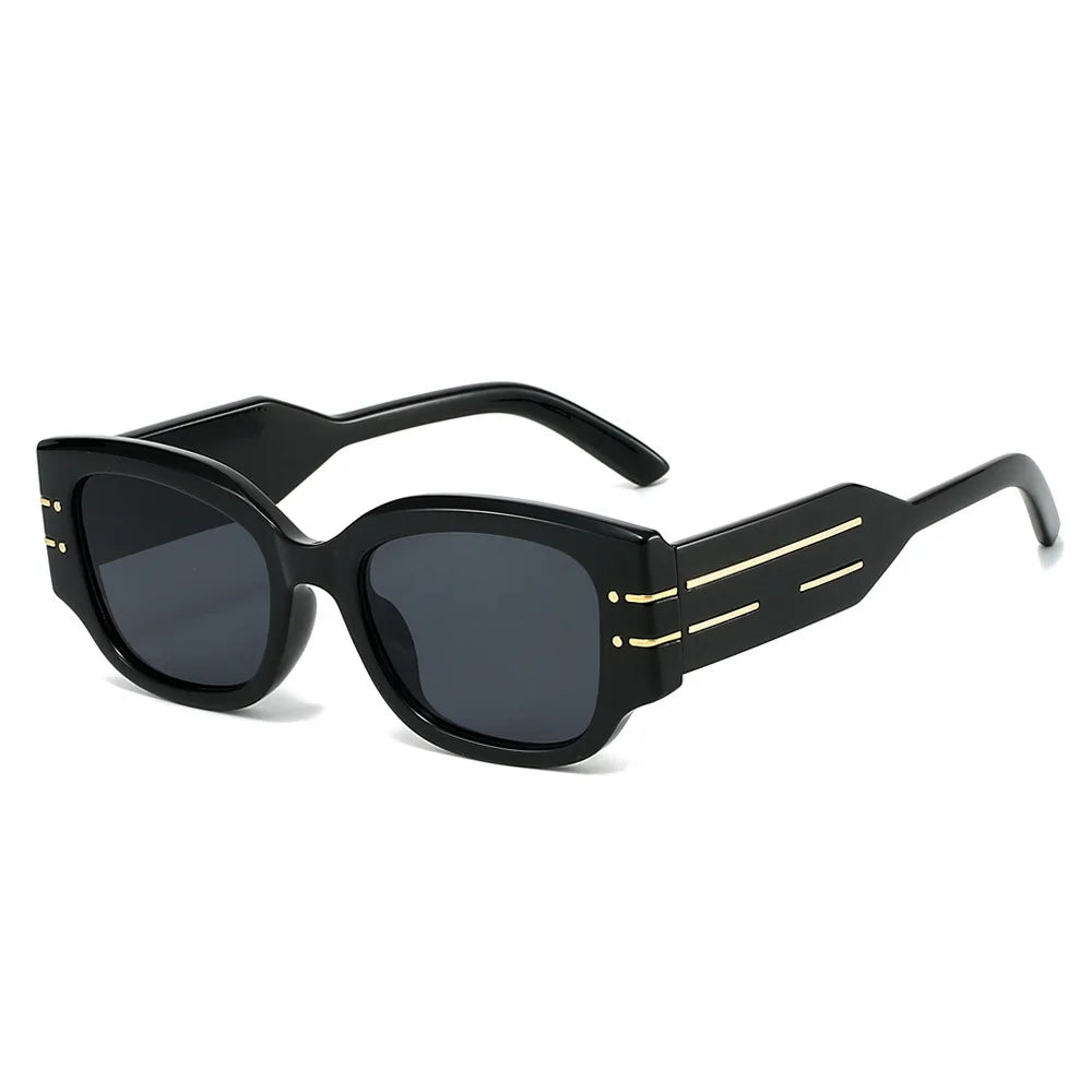JNPCXI Vintage Square Women Luxury Sunglasses Fashion Rivets Green Gray Shades Men Trending Punk Sun Glasses