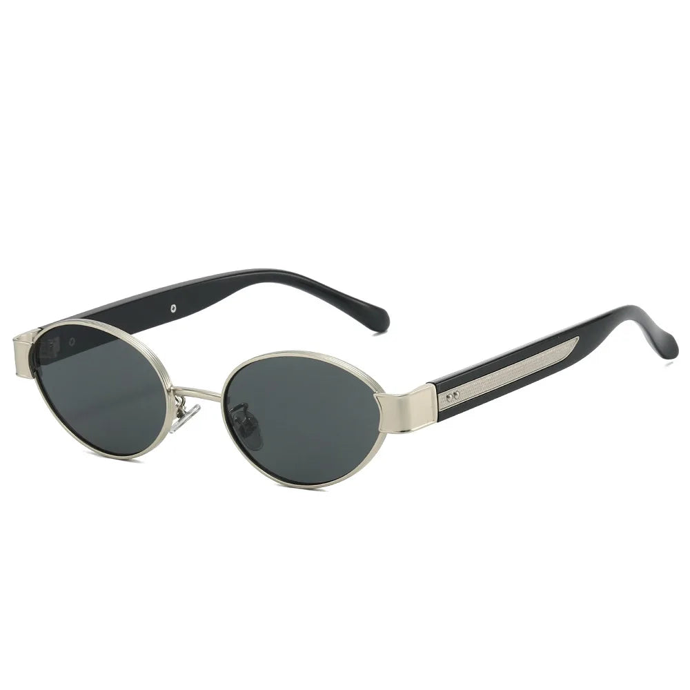 JNPCXI New Retro Oval Metal Rivets Women Luxury Sunglasses Fashion Punk Shades UV400 Trending Men Gradient Sun Glasses