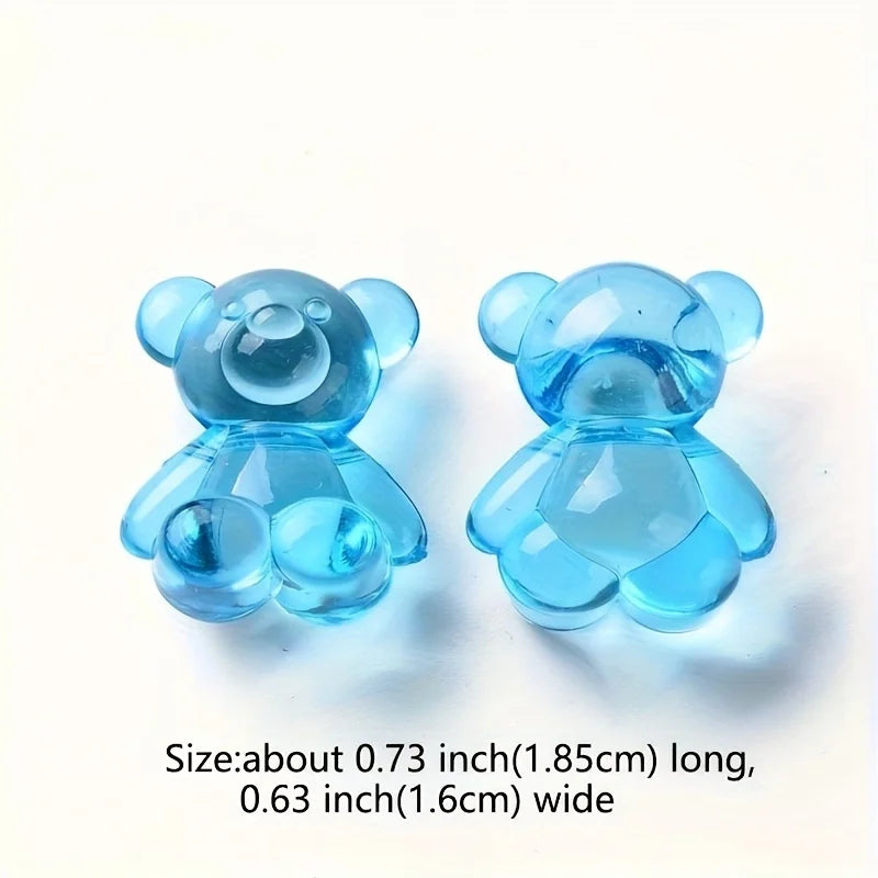 30pcs Random Mix Transparent Colorful Bear Beads for Jewelry Making DIY Necklace Bracelet Key Chain Earrings Accessories