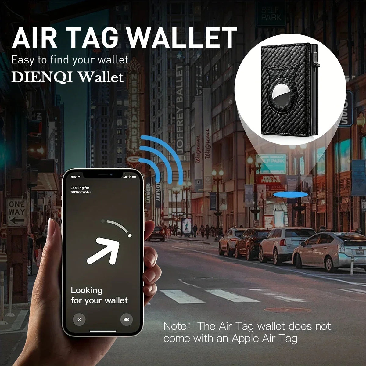 Anti-Theft Carbon Fiber Wallet Credit Card Holder Minimalist Coin Purse AirTag