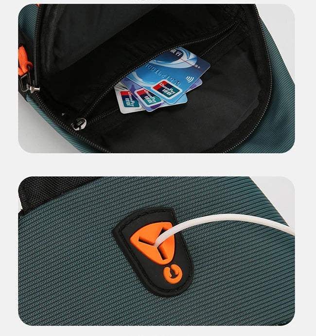 Men's Chest Casual Messenger Bag, Multifunctional Crossbody Shoulder Sling Bag