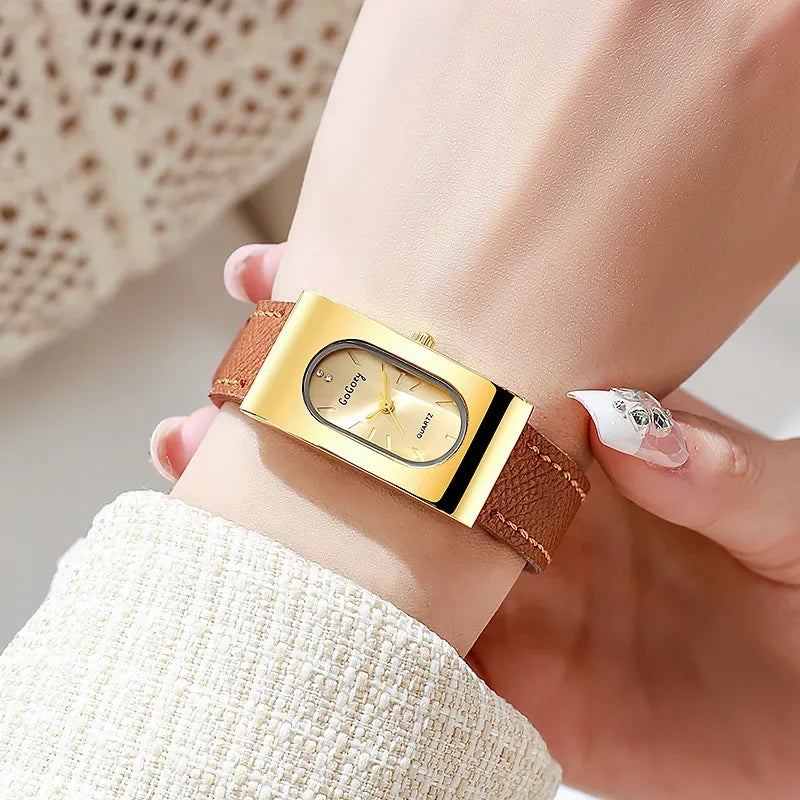 Luxury Ladies Brand Women Watch Fashion Rectangular Dial Quartz Watch Simple Leather Strap Wristwatches Gift Dropshipping