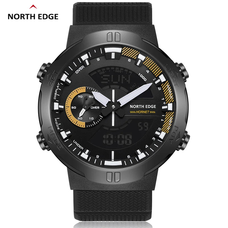 NORTH EDGE Men's Smart Watch Military Waterproof 50M World Time Stopwatch