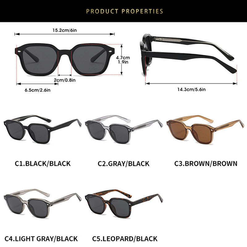 JNPCXI New Polarized Polygon Square Men Sunglasses Retro TR90 Rivets Women Black Shades UV400 Sun Glasses