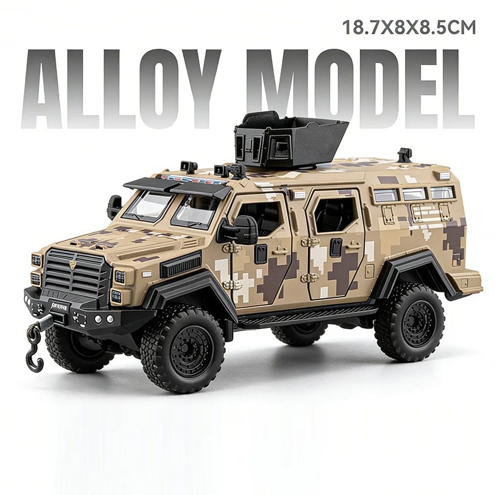 1:32 Sabertooth Dongfeng Mengshi Diecast Alloy Model Toys Car Four Wheel Suspension Rubber Tire Pull Back Miniature Cars Kid Boy