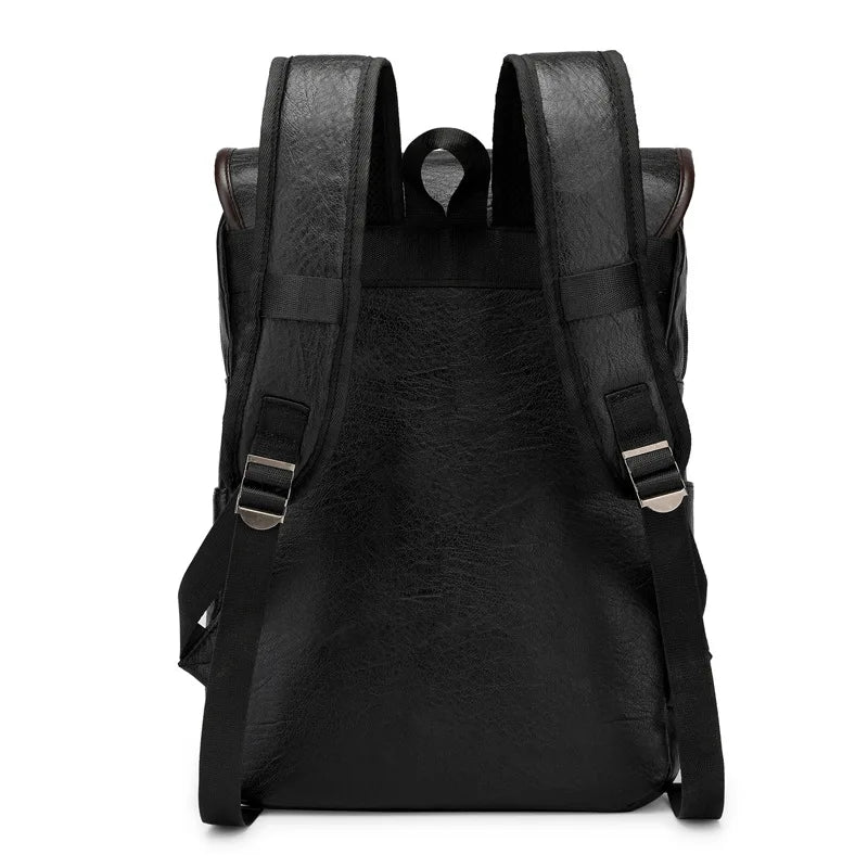 Dark Brown Vintage PCLeather Backpacks School Travel, Casual PU Leather Men Bags