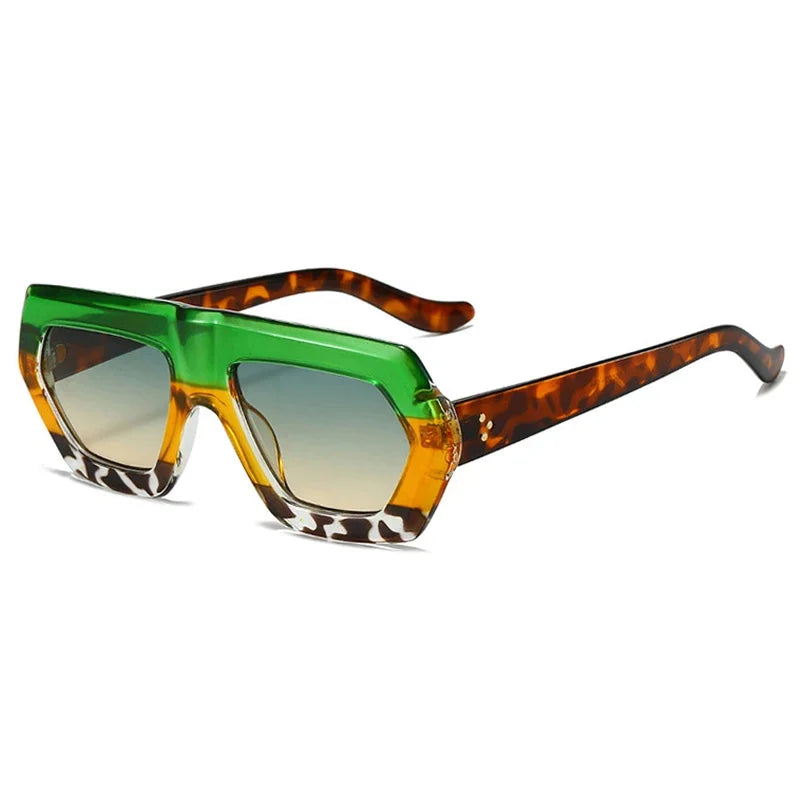JNPCXI Fashion Square Women Gradient Sunglasses Leopard Shades Retro Men Clear Lens Glasses Frame UV400