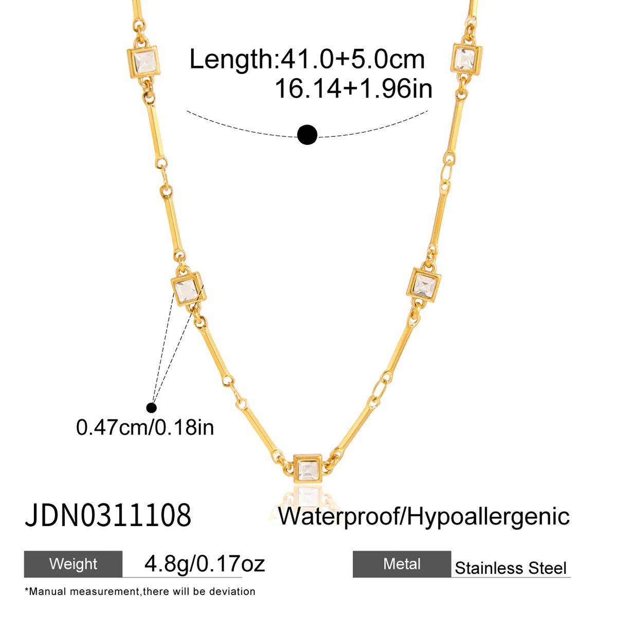 Uworld Delicate Zircon Necklace For Women Party Jewelry Classic 18K Gold Plated Stainless Steel Chain Necklaces Lady Gift 2026