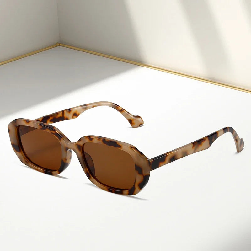 JNPCXI Fashion Small Polygon Rectangle Sunglasses Women Retro Clear Gradient Shades UV400 Men Sun Glasses