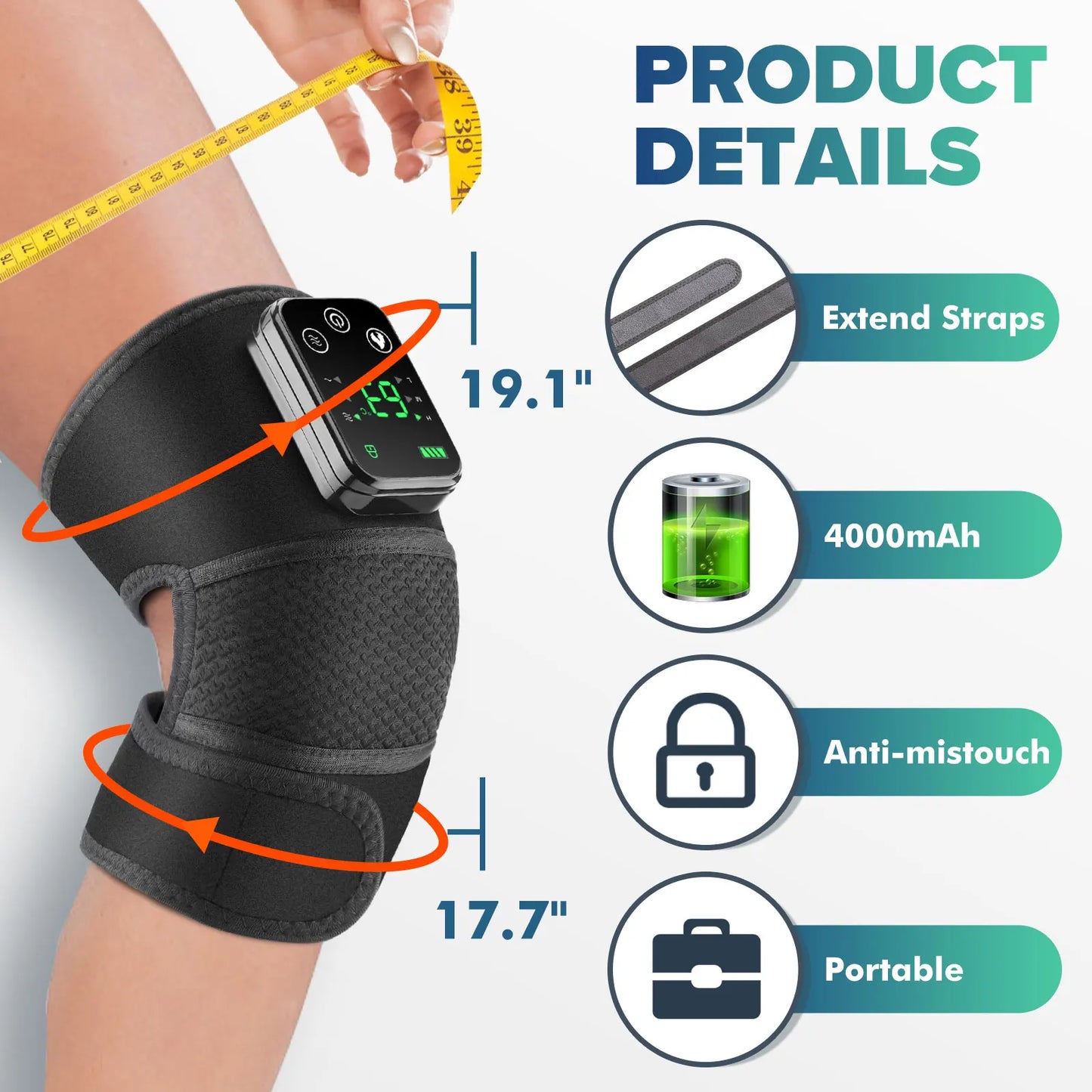 Heated Shoulder Heating Massage Belt Rechargeable Vibration Pad Electric Arm Muscle Relax Machine 3 Gear Shoulder Support Brace