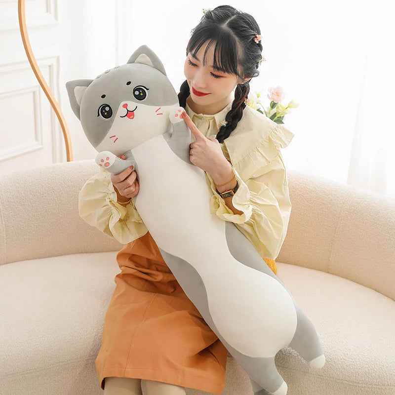 Cute and Soft Long Cat Plush Toy Ultra Kawaii Cat Hug Pillow Body Animal Sleeping Companion Kids Birthday Gift