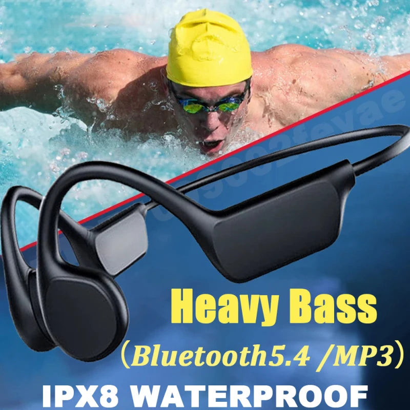 BMAD Bone Conduction Headphones IPX8 Waterproof MP3 Bluetooth5.4 Wireless Swimming Headphones With Mic Swimming Sports Fitness