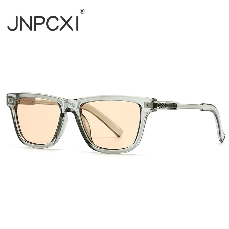 JNPCXI New Square Men Luxury Sunglasses Fashion Gray Gradient Women Shades UV400 Clear Lens Frame