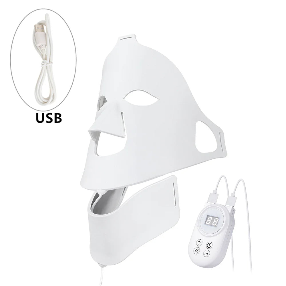 Foreverlily Face Neck Silicone LED Mask 7 Colors LED Light Photon Therapy 3D Flexible Facial Beauty Mask Skin Brighten Skin Care