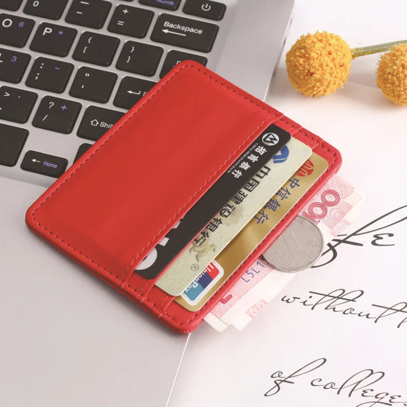 Color PU Leather SlimID Credit Card Holder Case Multi Slot Wallet for Men Women