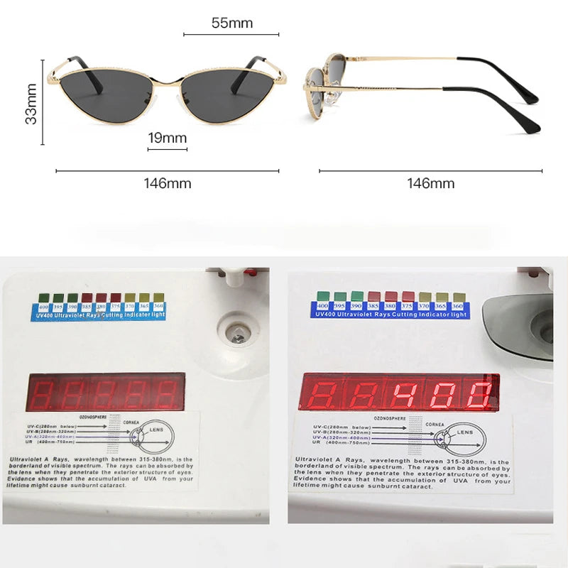 JNPCXI Retro Cat Eye Women Sunglasses Fashion Silver Blue Gradient Shades UV400 Men Sun Glasses