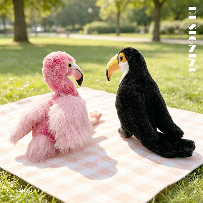 22/35cm Simulation Lifelike Birds Flamingo Plush Doll Stuffed Animal Soft Toucan Baby Appease Toys Funny for Kids Gift Decor