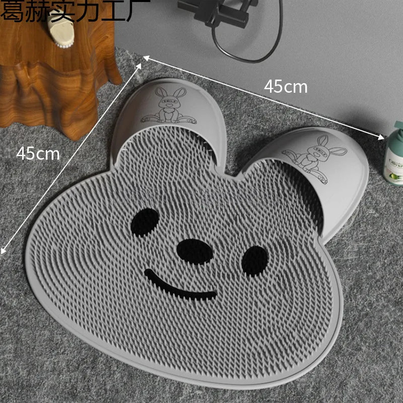 1pc，Rabbit Shape Bathroom Shower Anti Slip Mat, Circular Massage Foot Mat, Foot Scrubber, Back Scrubber, Anti Fall Device