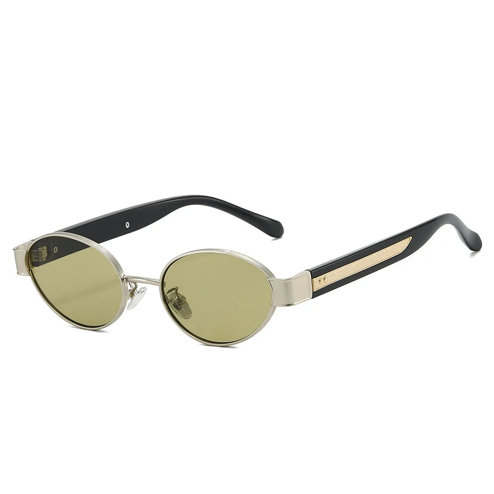 JNPCXI New Retro Oval Metal Rivets Women Luxury Sunglasses Fashion Punk Shades UV400 Trending Men Gradient Sun Glasses