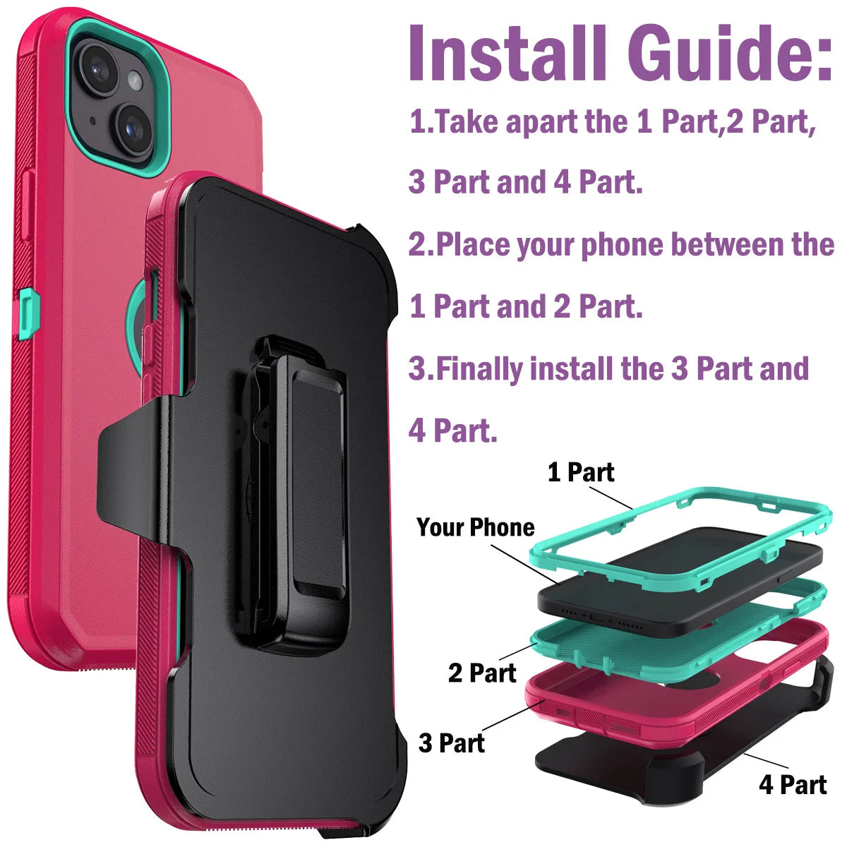 iPhone13/13 Pro/13Pro Max Shockproof Phone Case Heavy Duty Soft Protective Cover