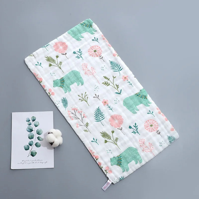 Cotton Six Layers of Gauze Baby Cartoon Handkerchief Child Saliva Towel Toddler Bibs Feeding Bibs