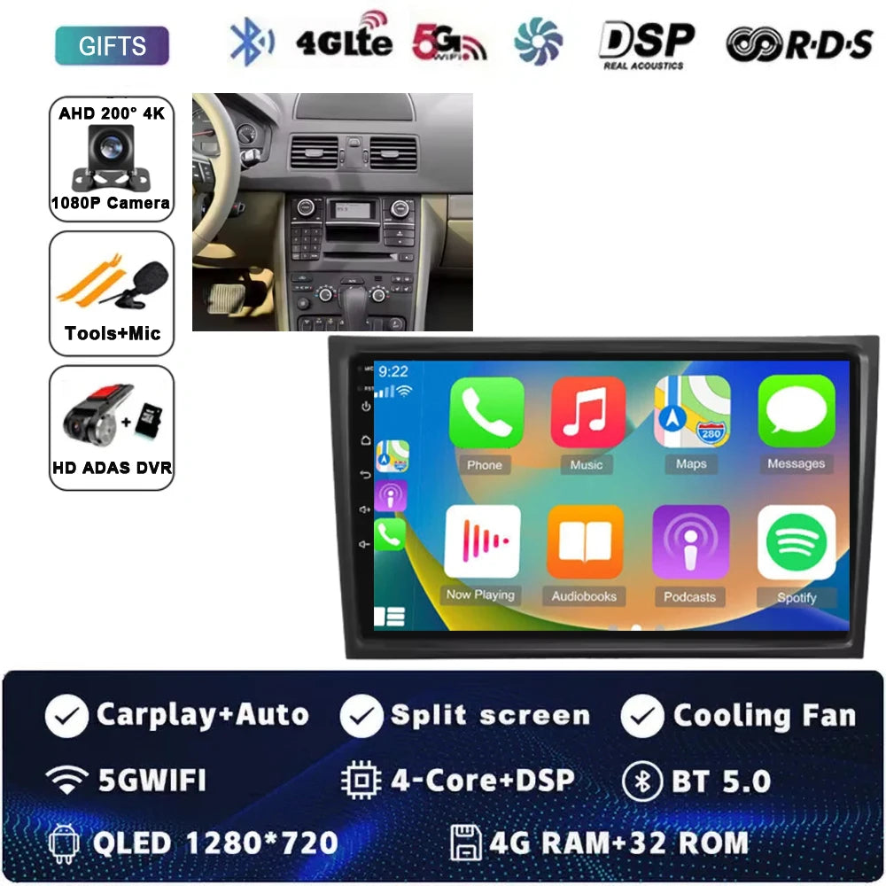 10Inch For VOLVO XC90 2004-2014 12+256GB Android 15 4G Touch Screen Car Radio Multimedia Video Player GPS Navigation Carplay DSP