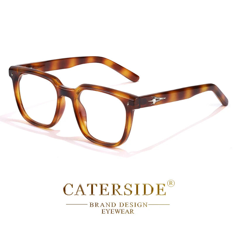 CATERSIDE New Flat Light Glasses Men Brand Design TR90 Square Frames Eyewear Women Business Minimalist Fashion Transparent Lens