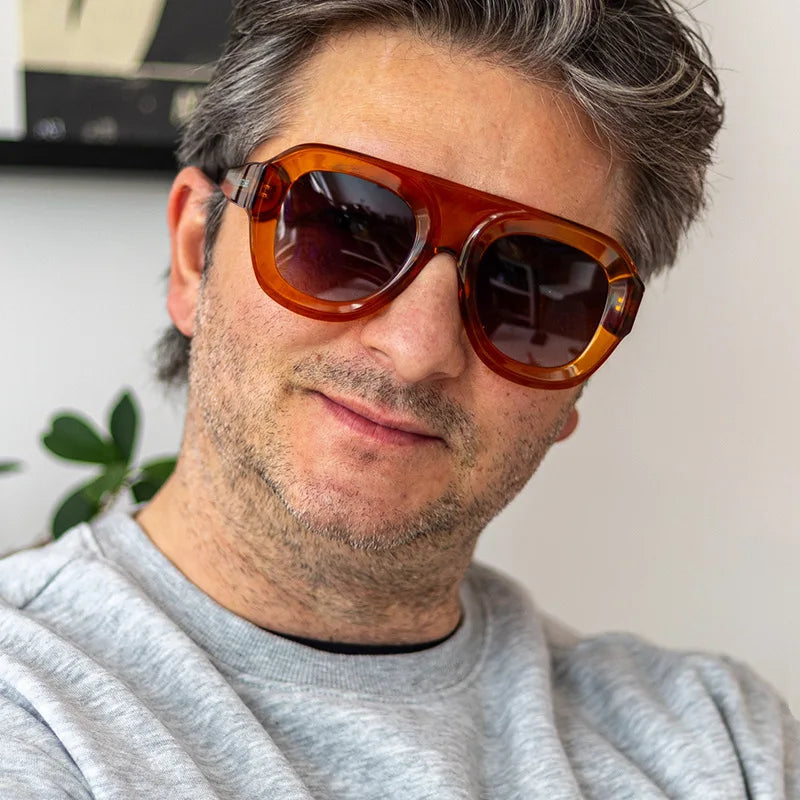 JNPCXI New Retro Big Frame Oval Punk Women Sunglasses Luxury Tea Sunglass Men Outdoor Sports Eyewear Unisex Lentes UV400