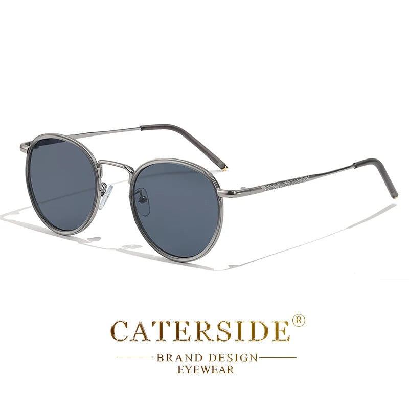 CATERSIDE Retro Round Sunglasses Men's Punk Metal Frame Brand Design Sun Glasses for Women's Party Travel Eyewear Business UV400