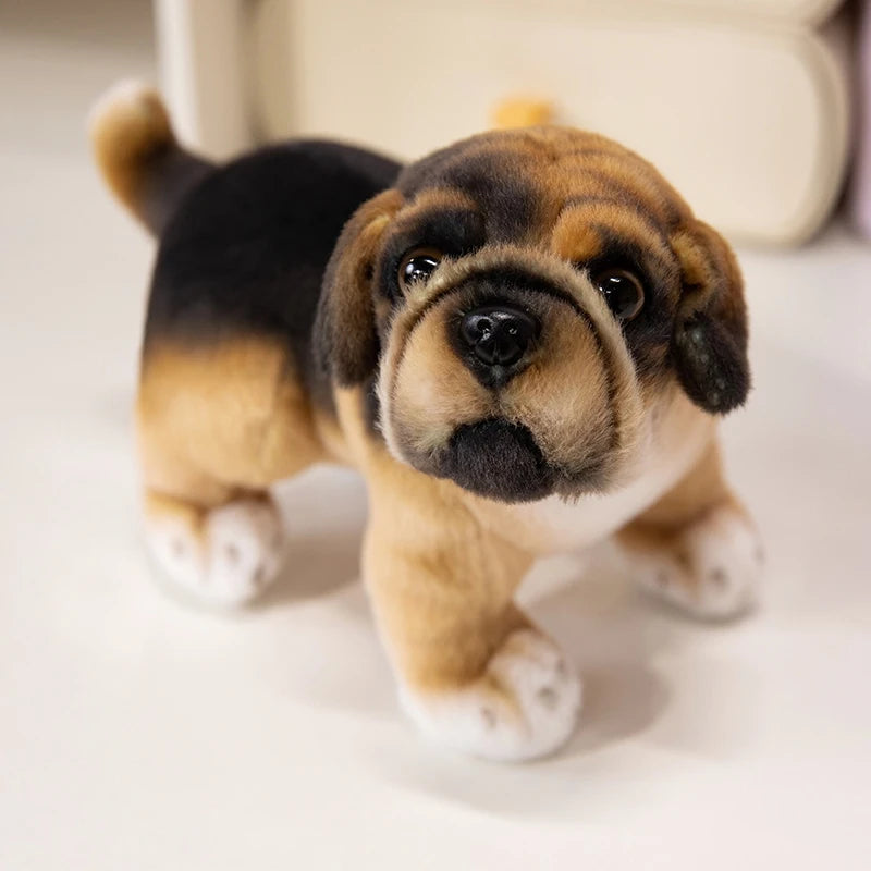 Realistic Poodle Pug Puppy Plush Toy Miniature Guinea Pig Stuffed Doggy Cute Fluffy Pet for Room Decor Children's Birthday Gift