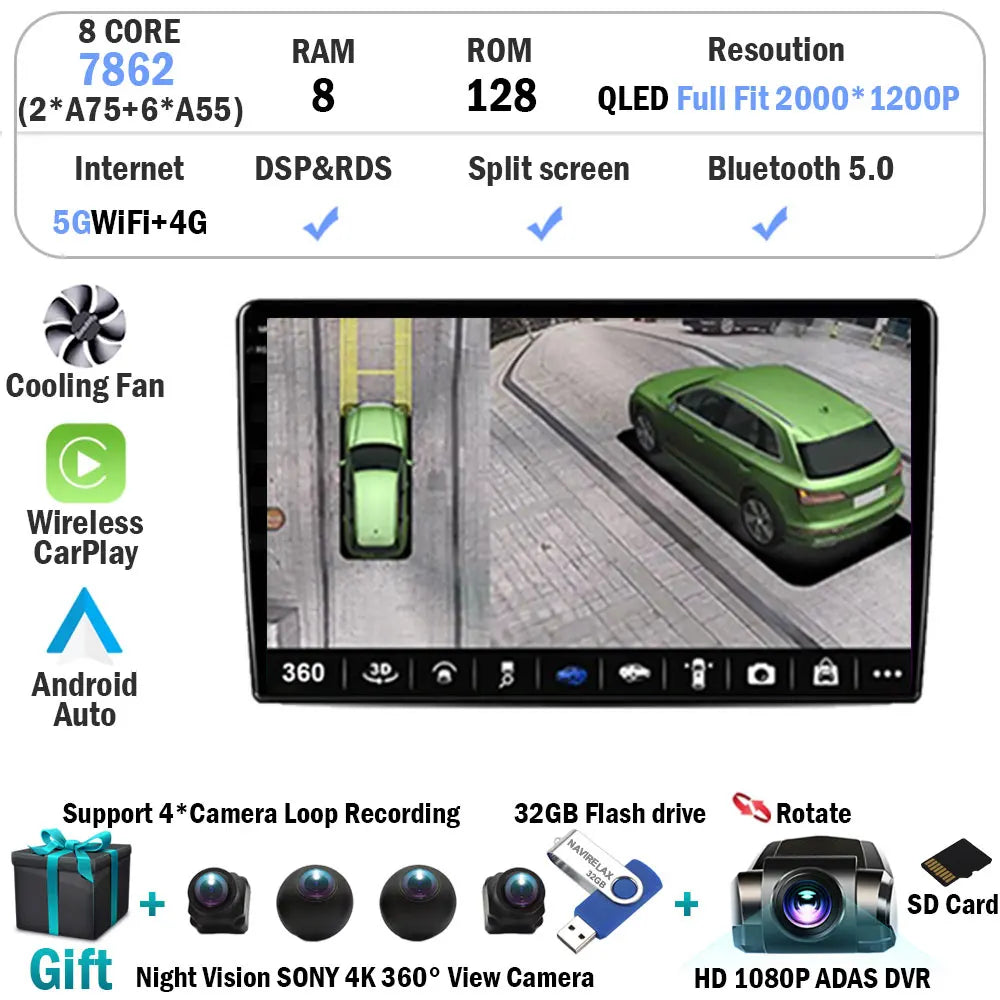 Android 15 Radio For Toyota Urban Cruisers 2009 Navigation GPS QLED Touch Screen Stereo Car Multimedia Video Player Head Unit