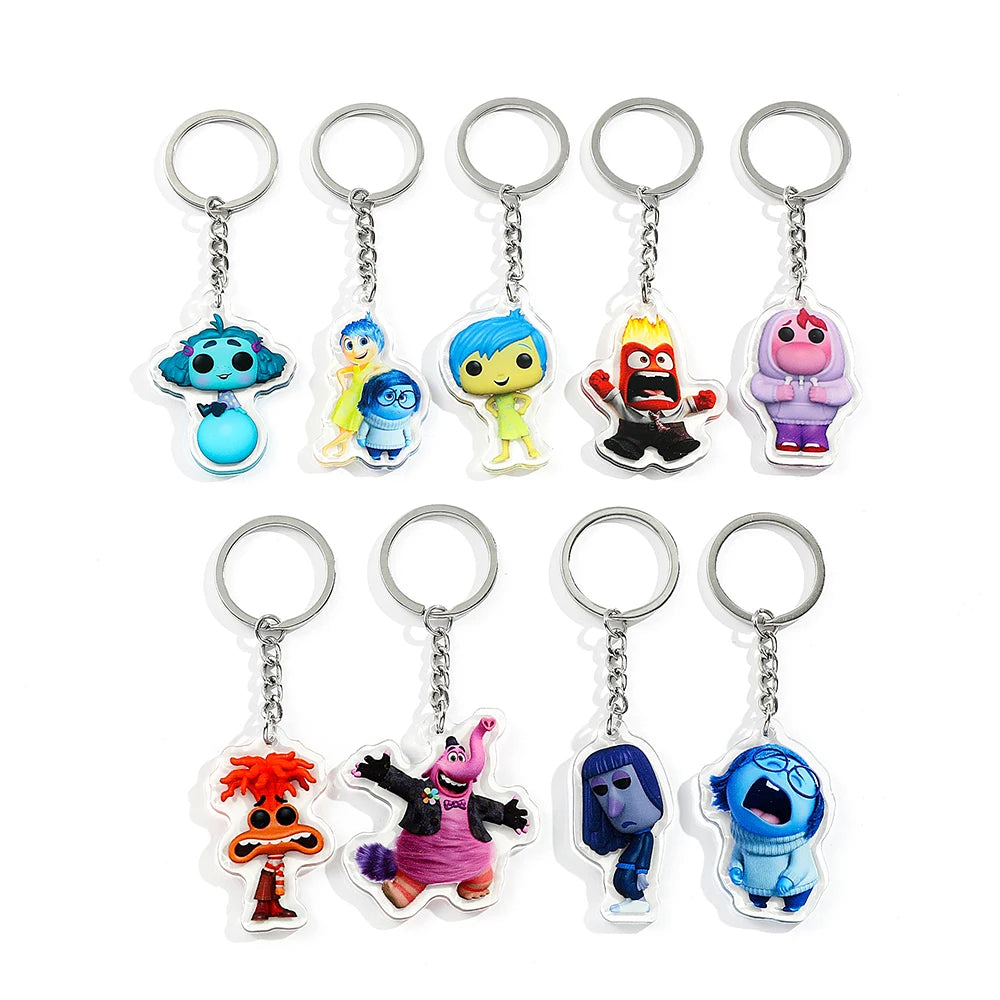 inside out Anime Keychain - Joy Anger Sadness Happiness Five Emotions Character Backpack Jewelry Accessory for Men & Women