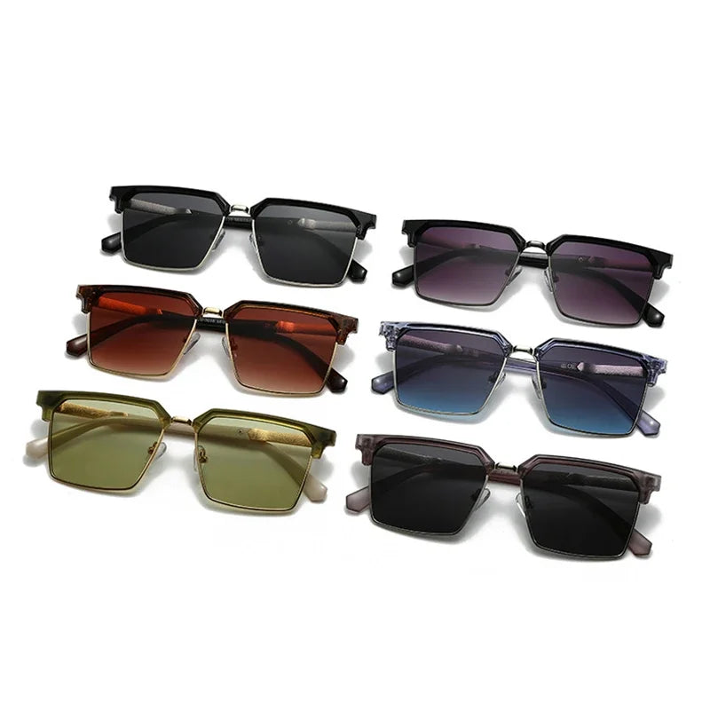 JNPCXI Square Women Fashion Sunglasses Gradient Men Vintage Blue Sun Glasses Shades UV400