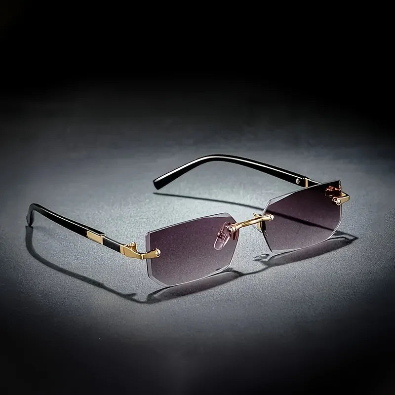 Fashionable Retro Square Unisex Frameless Sunglasses UV Protection Street Style Versatile Slimming Design for Men And Women