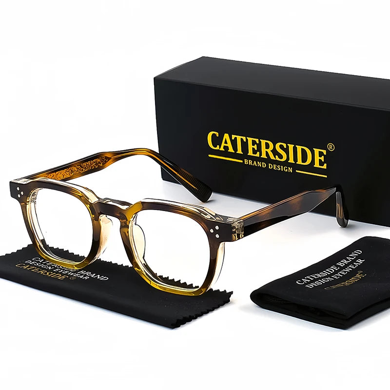 CATERSIDE New Square Flat Light Glasses for Men Women Retro TR Frame Eyeglass High-Quality Eyewear Minimalist Matching