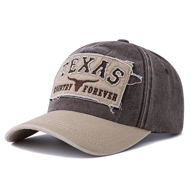 Washed Cotton Vintage Baseball Cap TEXAS Letter Embroidery Outdoor Sport Dad Hat