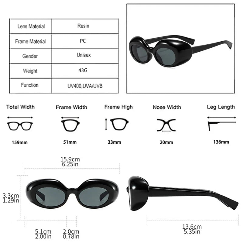 JNPCXI New Retro Oval Women Men Sunglasses Leopard Punk UV400