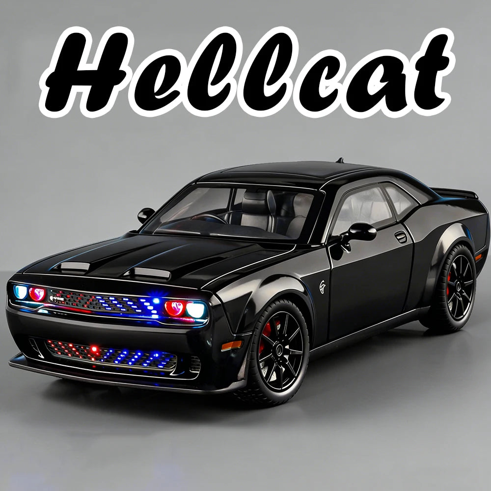 1:24 Hellcat Viper Miniature Sports Car Alloy Diecast Model Toys Front Wheel Steering Sound Light Pull Back Vehices Collectibles
