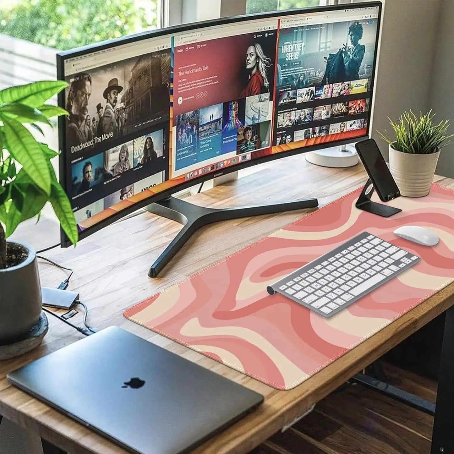 XXL Large Mouse Pad, Rubber Base Mousepad with Stitched Edges, Big Computer Mouse Mat for Office, Home, Fluid
