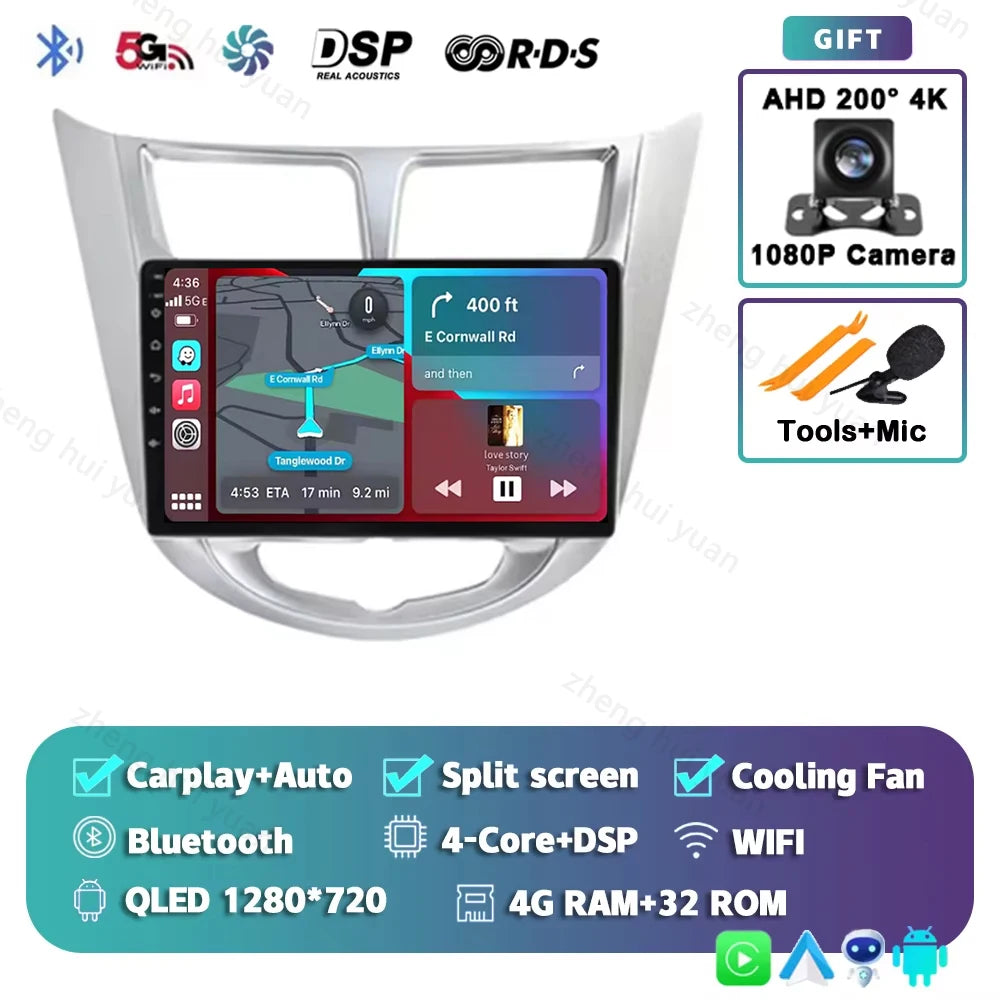 9 '' for Hyundai Solaris Accent i25 2010 - 2016 Car Multimedia Radio Video Player Android 16 GPS Navi HD Touch Screen BT WiFi