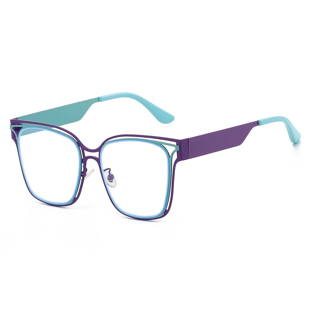 JNPCXI New Square Follow Oversized Fashion Glasses For Women Trendy Double Color Frame Clear Lens Computer Ladies Eyewear