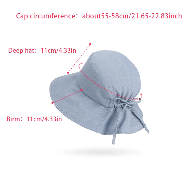 6152-New summer outdoor wide-brimmed sun hat for children, making the face look smaller. Fashionable bow hat for fishermen.