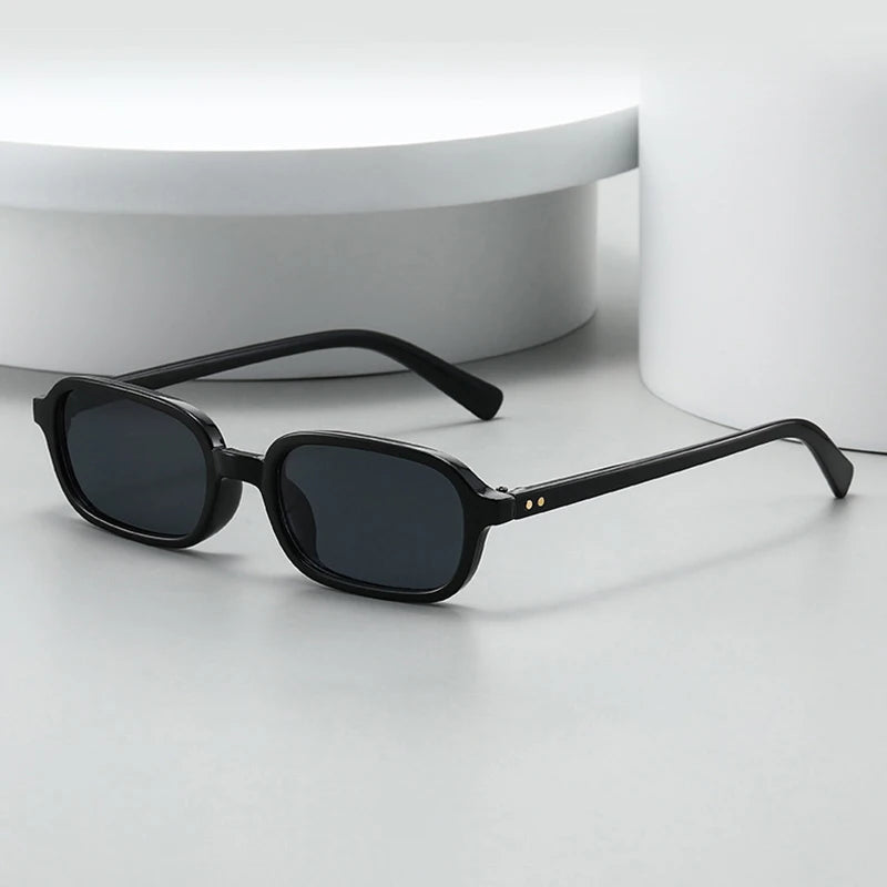 JNPCXI New Retro Small Rectangle Sunglasses Women Fashion Rivets Leopard Champagne Shades UV400 Men Punk Sun Glasses