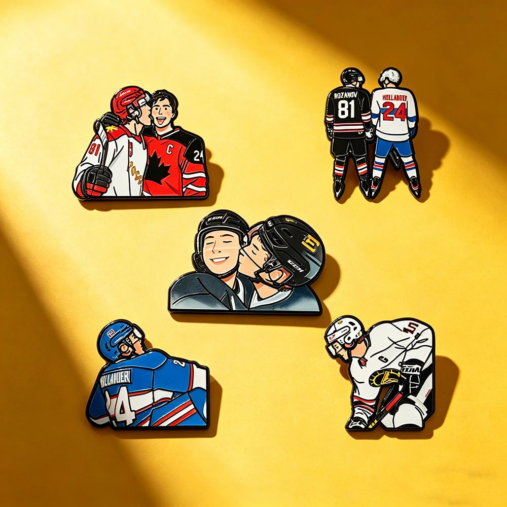 5 PCS'Heated Rivalry' Quote Enamel Pin TV Drama Baseball Uniform Brooch Lapel Pin Badge on Backpack Clothing Accessories Jewelry
